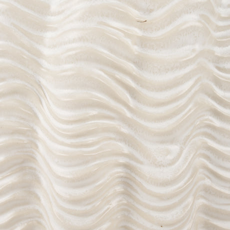 Velia Short Seashell Sculptural Cream Glazed Ceramic Vase from Mercana - Luna Furniture