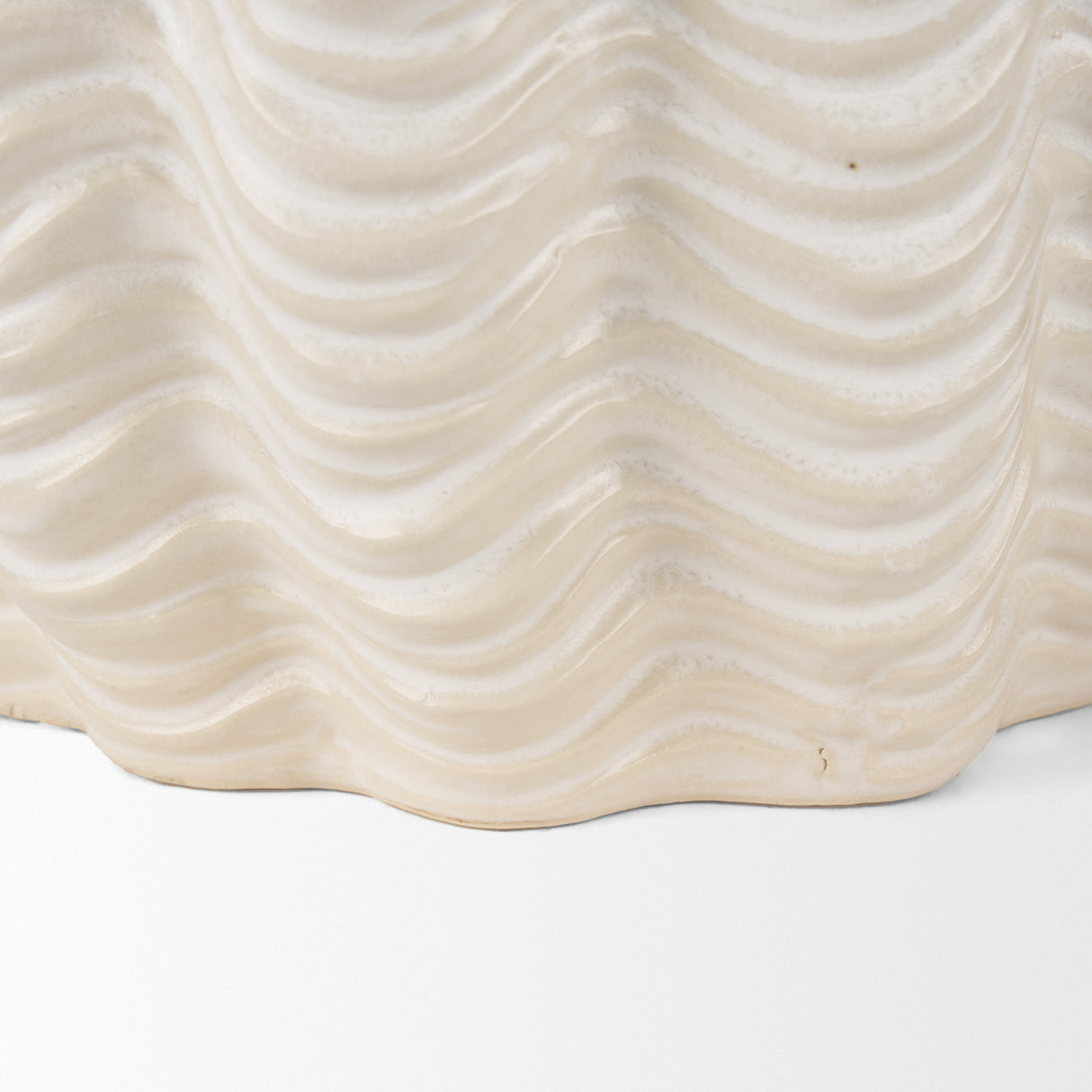 Velia Short Seashell Sculptural Cream Glazed Ceramic Vase from Mercana - Luna Furniture