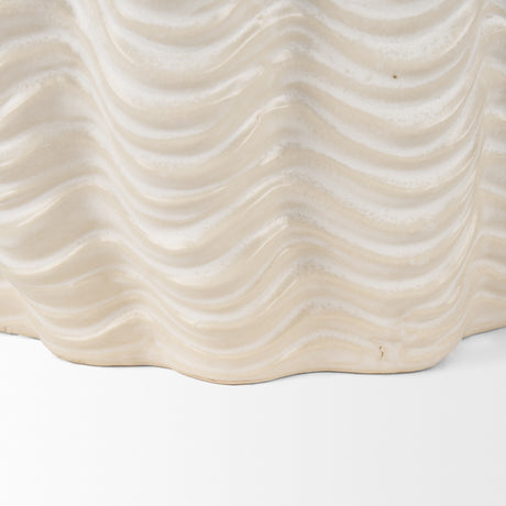 Velia Short Seashell Sculptural Cream Glazed Ceramic Vase from Mercana - Luna Furniture
