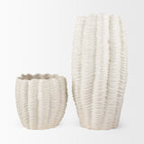 Velia Short Seashell Sculptural Cream Glazed Ceramic Vase from Mercana - Luna Furniture