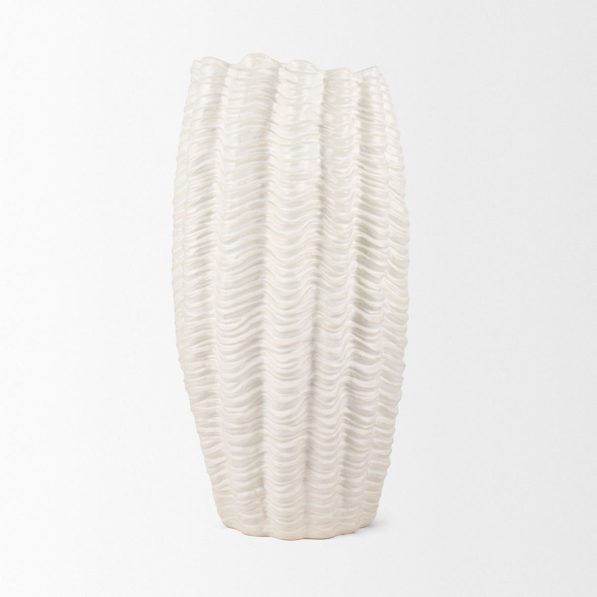 Velia Tall Seashell Sculptural Cream Glazed Ceramic Vase from Mercana - Luna Furniture