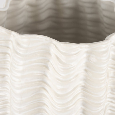 Velia Tall Seashell Sculptural Cream Glazed Ceramic Vase from Mercana - Luna Furniture