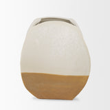 Vania Short Off White w/ Tan Textured Ceramic Vase from Mercana - Luna Furniture
