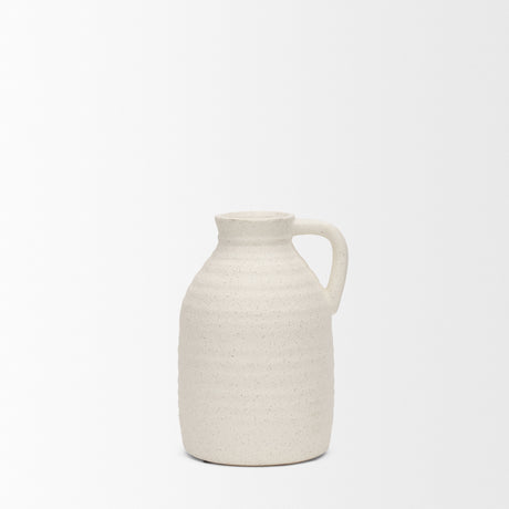 Tyrus Medium Textured Matte White w/ Speckling Ceramic Vase from Mercana - Luna Furniture