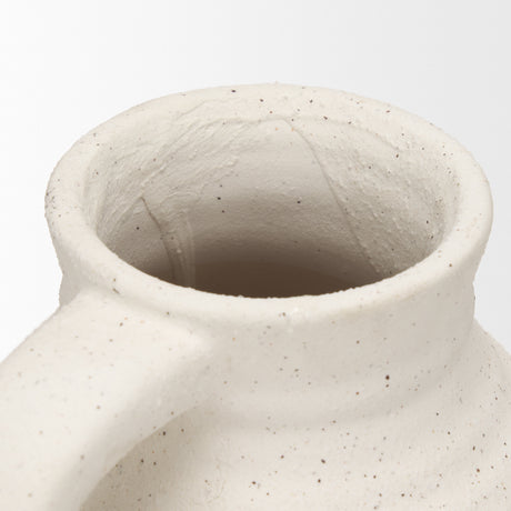 Tyrus Medium Textured Matte White w/ Speckling Ceramic Vase from Mercana - Luna Furniture