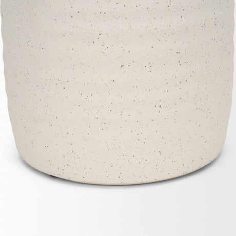 Tyrus Medium Textured Matte White w/ Speckling Ceramic Vase from Mercana - Luna Furniture