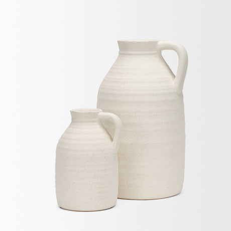 Tyrus Medium Textured Matte White w/ Speckling Ceramic Vase from Mercana - Luna Furniture