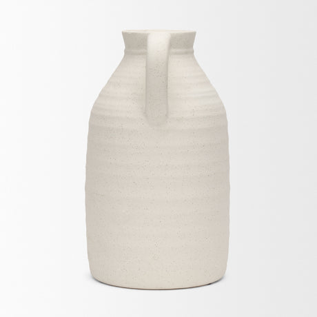 Tyrus Large Textured Matte White w/ Speckling Ceramic Vase from Mercana - Luna Furniture