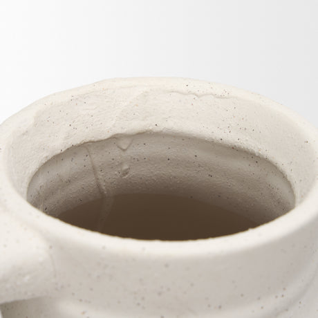 Tyrus Large Textured Matte White w/ Speckling Ceramic Vase from Mercana - Luna Furniture