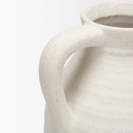 Tyrus Large Textured Matte White w/ Speckling Ceramic Vase from Mercana - Luna Furniture