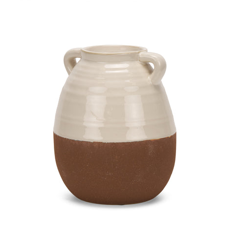 Tryna Small Beige w/ Matte Brown Ceramic Vase from Mercana - Luna Furniture