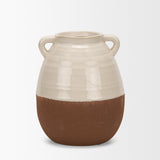 Tryna Small Beige w/ Matte Brown Ceramic Vase from Mercana - Luna Furniture