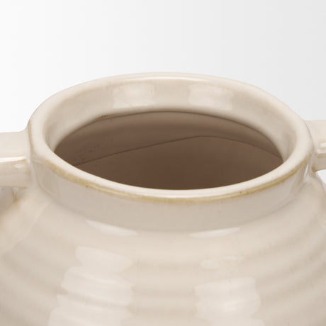 Tryna Small Beige w/ Matte Brown Ceramic Vase from Mercana - Luna Furniture