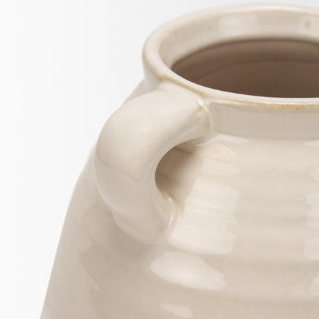 Tryna Small Beige w/ Matte Brown Ceramic Vase from Mercana - Luna Furniture