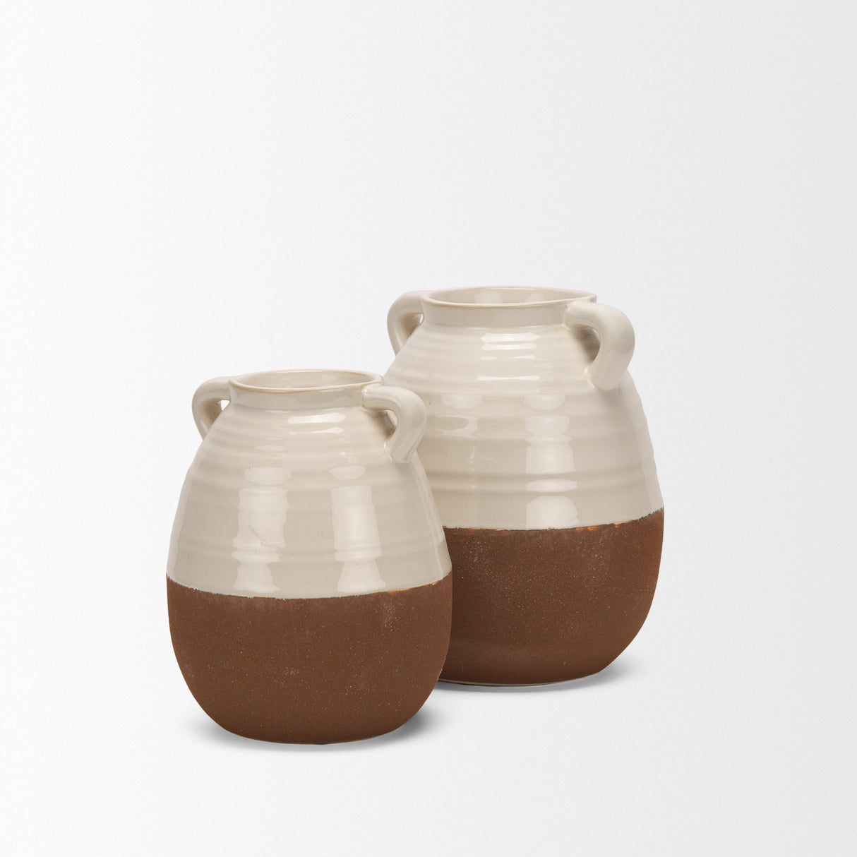 Tryna Small Beige w/ Matte Brown Ceramic Vase from Mercana - Luna Furniture