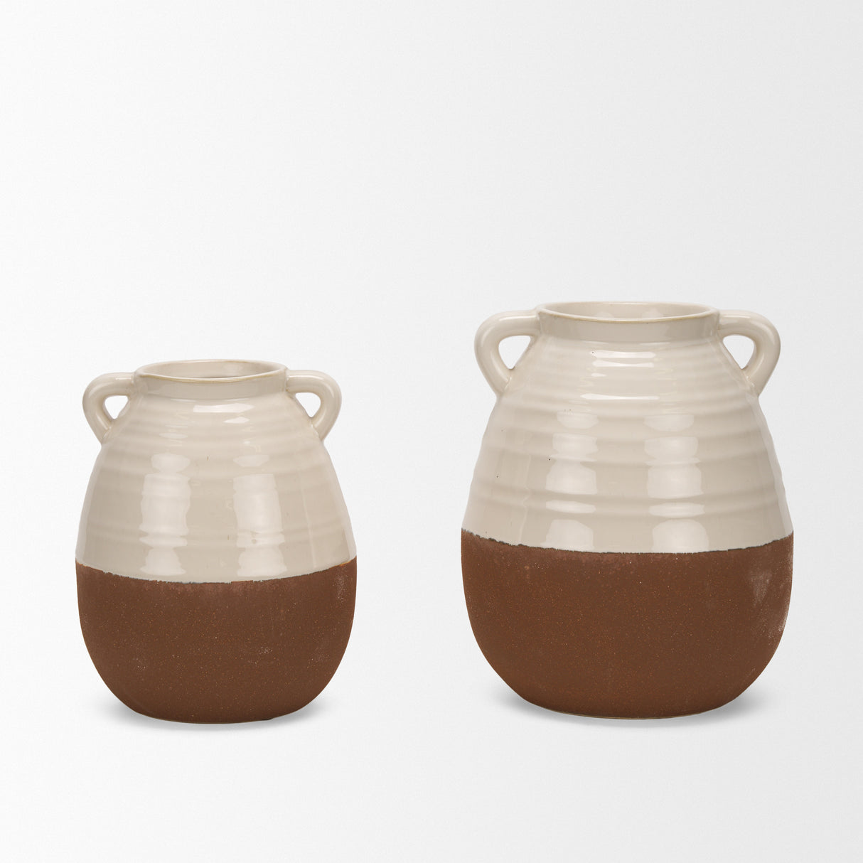 Tryna Small Beige w/ Matte Brown Ceramic Vase from Mercana - Luna Furniture