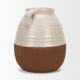 Tryna Large Beige w/ Matte Brown Ceramic Vase from Mercana - Luna Furniture