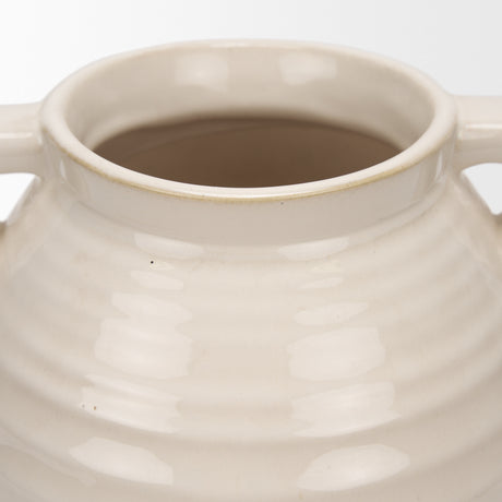 Tryna Large Beige w/ Matte Brown Ceramic Vase from Mercana - Luna Furniture
