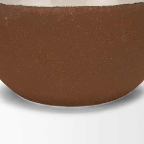 Tryna Large Beige w/ Matte Brown Ceramic Vase from Mercana - Luna Furniture