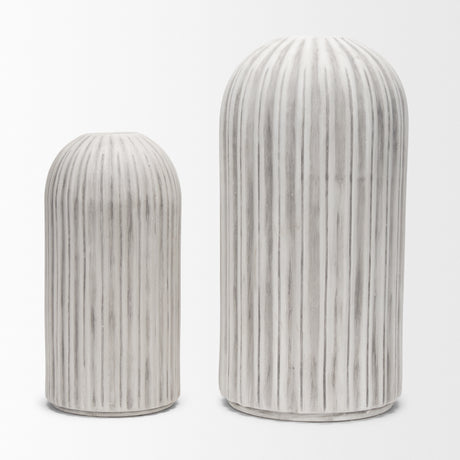 Ummi Tall Off White w/ Gray Antiquing Ceramic Vase from Mercana - Luna Furniture