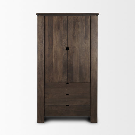 Wallen Solid Dark Brown Wood Curio Cabinet from Mercana - Luna Furniture