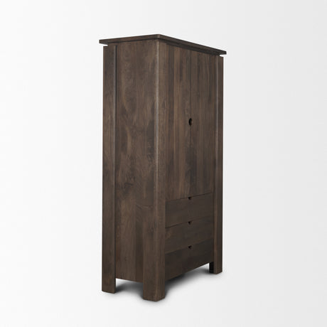 Wallen Solid Dark Brown Wood Curio Cabinet from Mercana - Luna Furniture