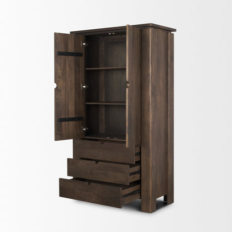 Wallen Solid Dark Brown Wood Curio Cabinet from Mercana - Luna Furniture