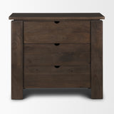 Wallen Solid Dark Brown Wood 3 Drawer Accent Cabinet from Mercana - Luna Furniture