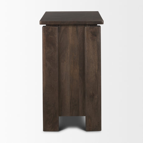 Wallen Solid Dark Brown Wood 3 Drawer Accent Cabinet from Mercana - Luna Furniture