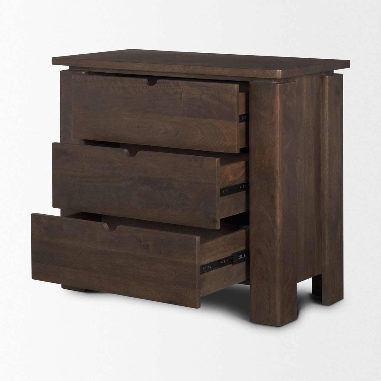 Wallen Solid Dark Brown Wood 3 Drawer Accent Cabinet from Mercana - Luna Furniture