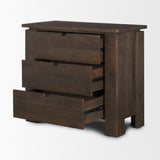Wallen Solid Dark Brown Wood 3 Drawer Accent Cabinet from Mercana - Luna Furniture
