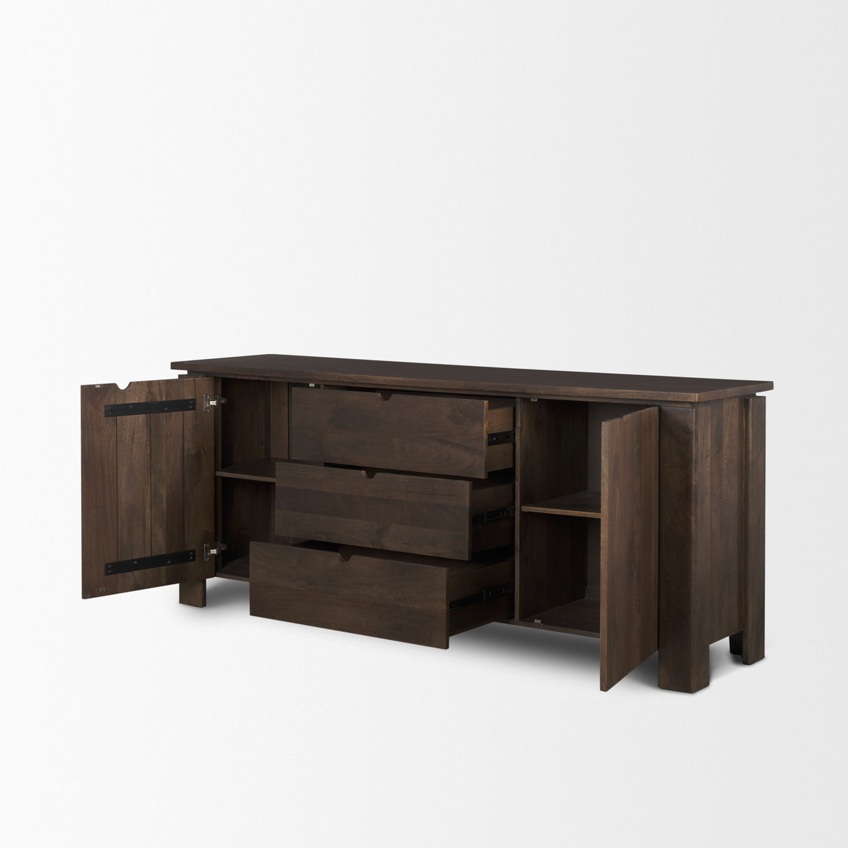 Wallen 2 Door Solid Dark Brown Wood w/ 3 Drawers Sideboard from Mercana - Luna Furniture