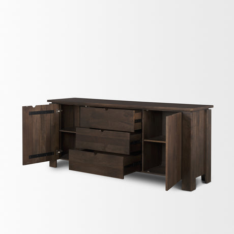 Wallen 2 Door Solid Dark Brown Wood w/ 3 Drawers Sideboard from Mercana - Luna Furniture