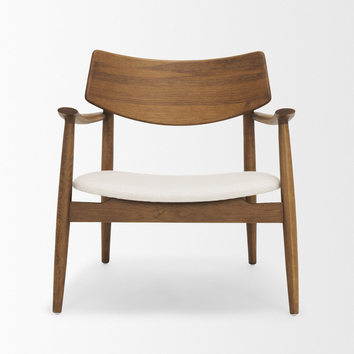 Haggen Medium Brown Oak Wood w/ Cream Fabric Accent Chair from Mercana - Luna Furniture