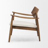 Haggen Medium Brown Oak Wood w/ Cream Fabric Accent Chair from Mercana - Luna Furniture