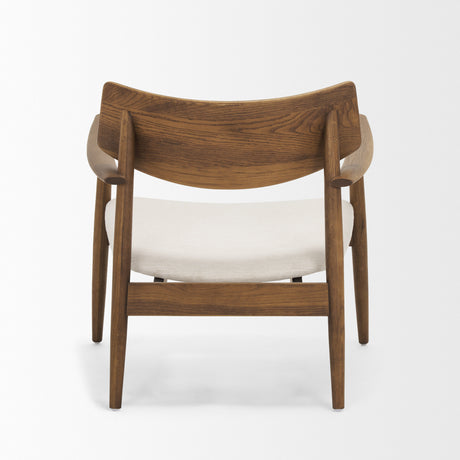 Haggen Medium Brown Oak Wood w/ Cream Fabric Accent Chair from Mercana - Luna Furniture