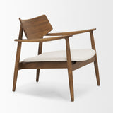 Haggen Medium Brown Oak Wood w/ Cream Fabric Accent Chair from Mercana - Luna Furniture
