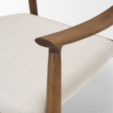 Haggen Medium Brown Oak Wood w/ Cream Fabric Accent Chair from Mercana - Luna Furniture