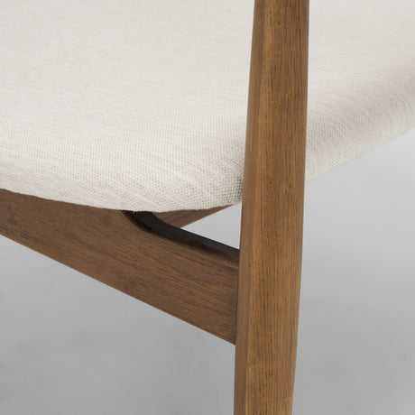 Haggen Medium Brown Oak Wood w/ Cream Fabric Accent Chair from Mercana - Luna Furniture