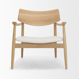 Haggen Light Brown Oak Wood w/ Cream Fabric Accent Chair from Mercana - Luna Furniture