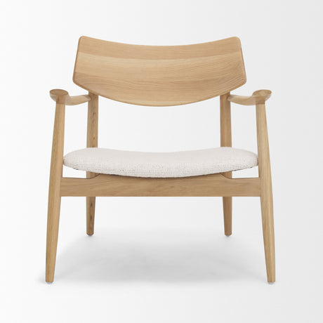 Haggen Light Brown Oak Wood w/ Cream Fabric Accent Chair from Mercana - Luna Furniture
