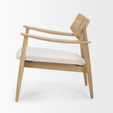 Haggen Light Brown Oak Wood w/ Cream Fabric Accent Chair from Mercana - Luna Furniture