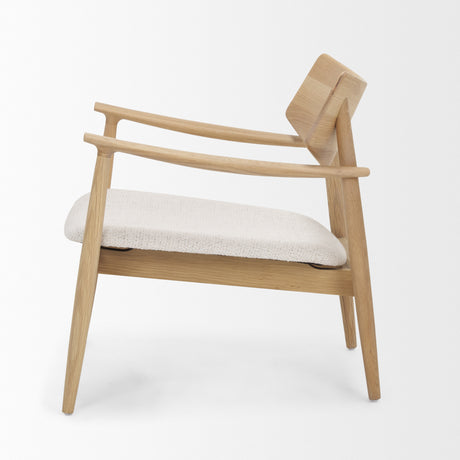 Haggen Light Brown Oak Wood w/ Cream Fabric Accent Chair from Mercana - Luna Furniture