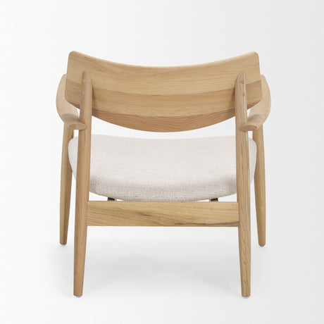 Haggen Light Brown Oak Wood w/ Cream Fabric Accent Chair from Mercana - Luna Furniture