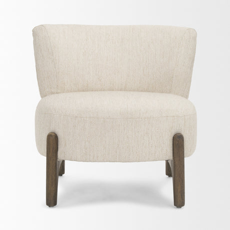 Vyra Dark Brown Wood w/ Cream Fabric Accent Chair from Mercana - Luna Furniture
