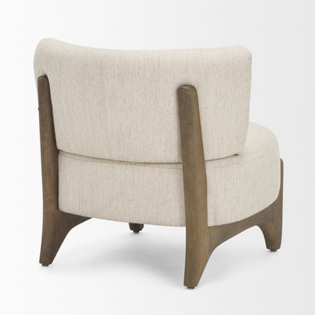 Vyra Dark Brown Wood w/ Cream Fabric Accent Chair from Mercana - Luna Furniture