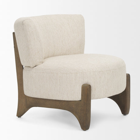 Vyra Dark Brown Wood w/ Cream Fabric Accent Chair from Mercana - Luna Furniture