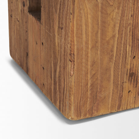 Waylen Natural Wood Block Accent Stool from Mercana - Luna Furniture