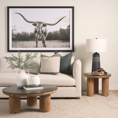 Tucson Natural Wood w/ Round Black Oak Top Side Table from Mercana - Luna Furniture
