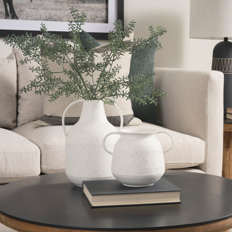 Treva Tall White w/ Black Speckles Metal Vase from Mercana - Luna Furniture